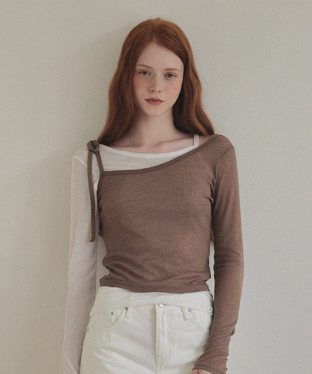 TWEE - Winve Color Block Layered Long Sleeve T-Shirt (3 Colors)
