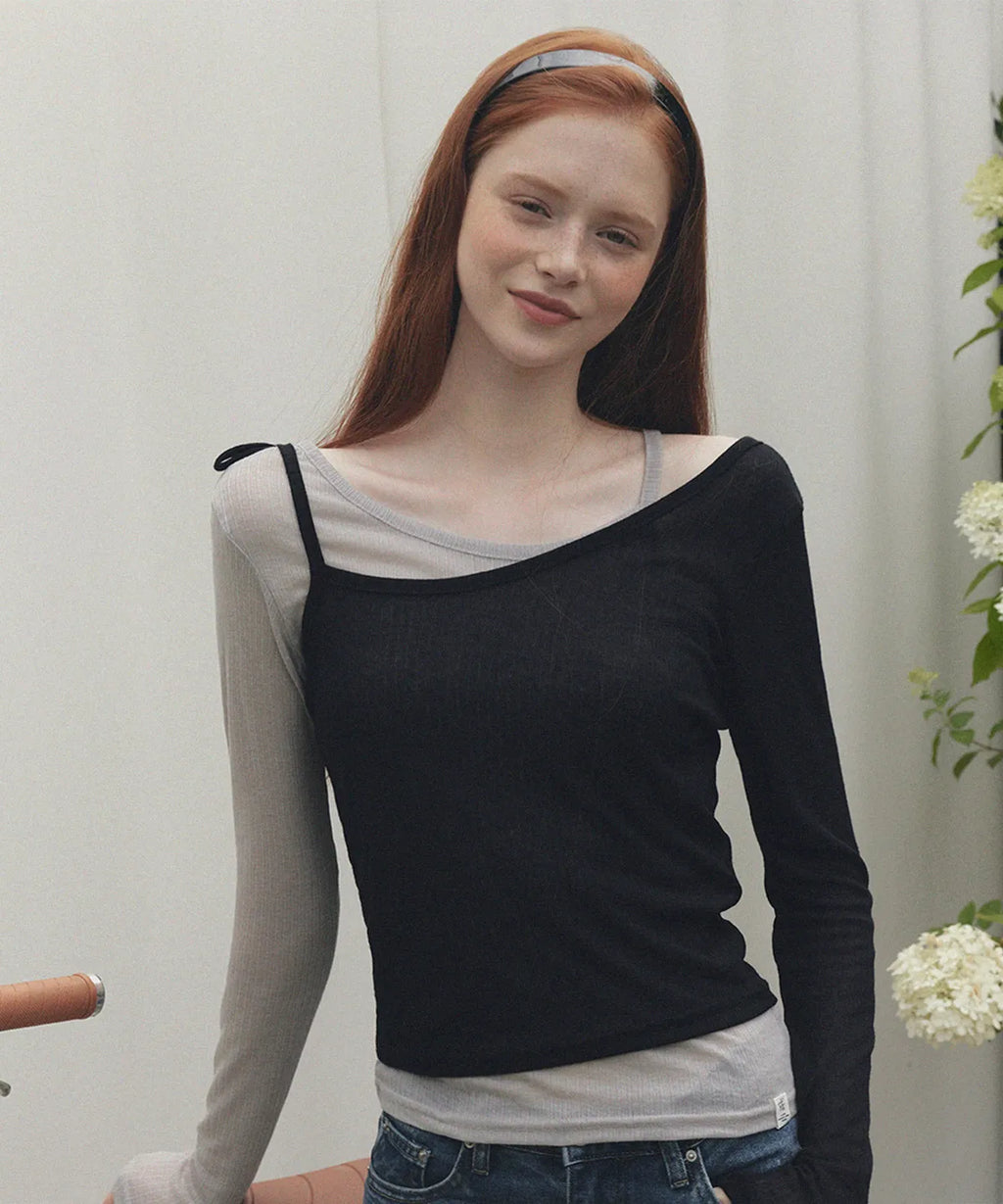 TWEE - Winve Color Block Layered Long Sleeve T-Shirt (3 Colors)