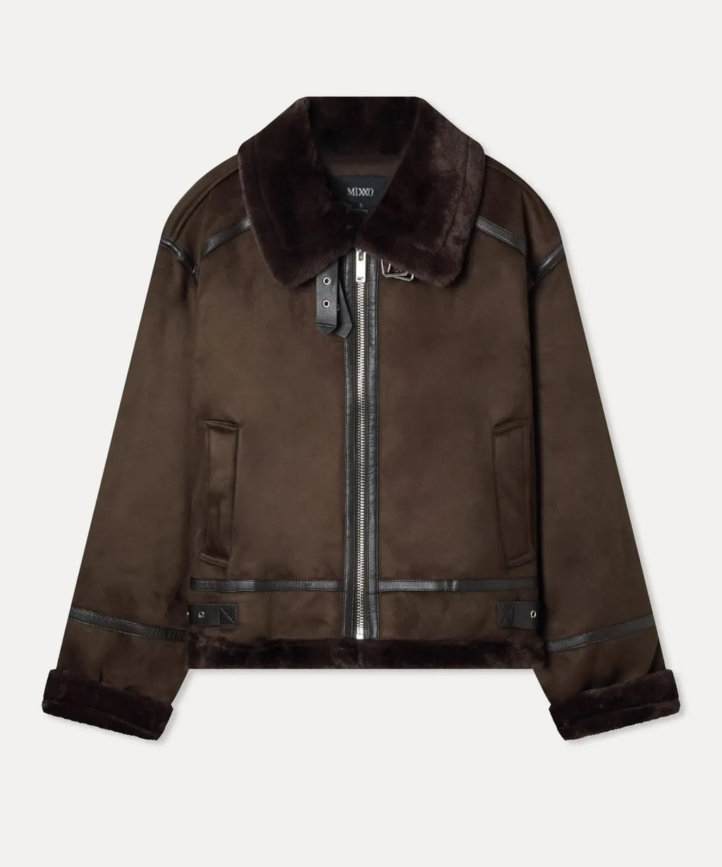 MIXXO - Stand Collar Faux Shearling Jacket (5 Colors)
