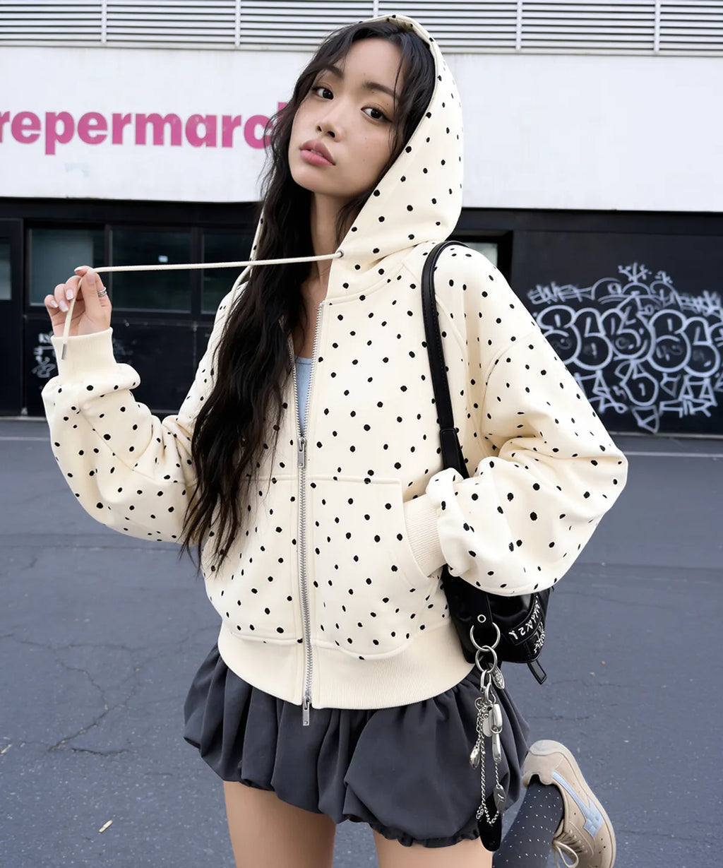 NOMBRE - SIGNATURE Dot Pintuck Hood Zip-up (2 Colors)