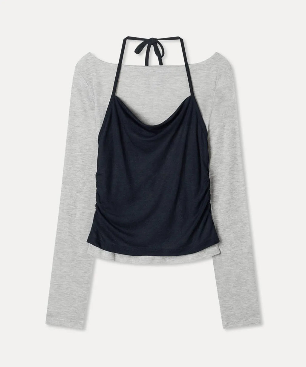 MIXXO - Halter Layered Long Sleeve Tee (3 Colors)