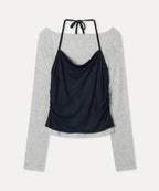 MIXXO - Halter Layered Long Sleeve Tee (3 Colors)