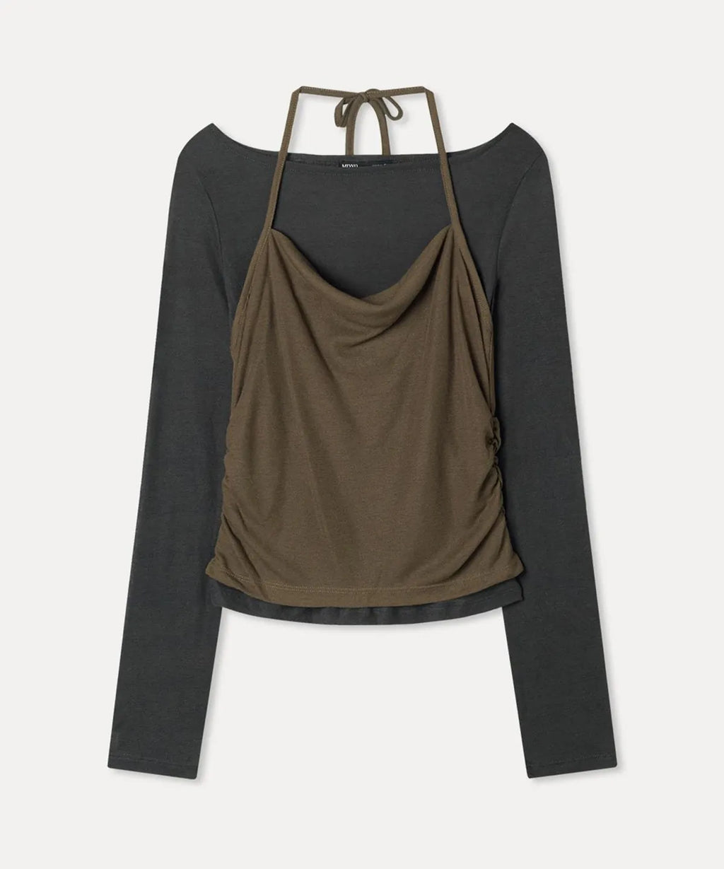 MIXXO - Halter Layered Long Sleeve Tee (3 Colors)