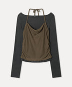 MIXXO - Halter Layered Long Sleeve Tee (3 Colors)