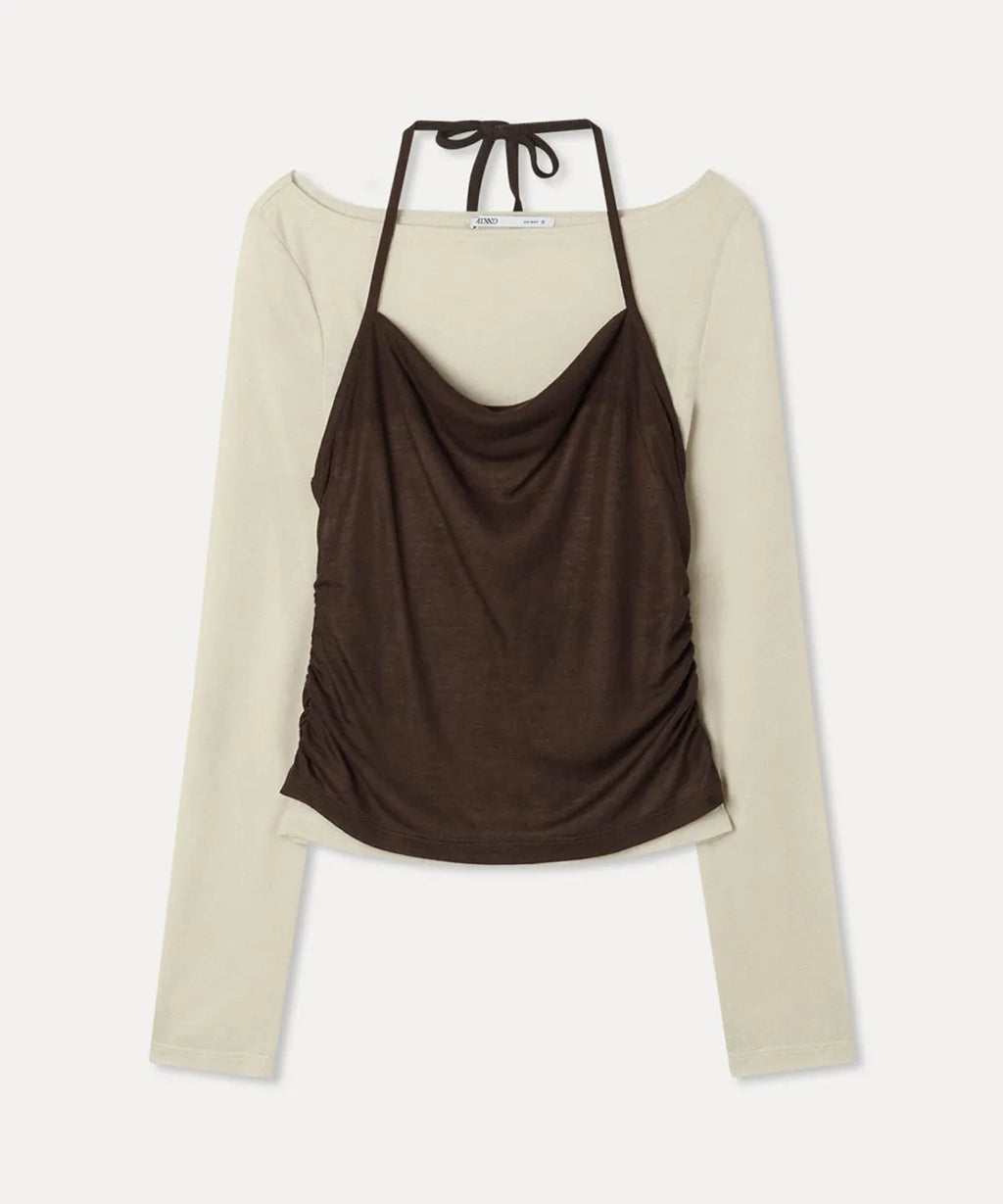 MIXXO - Halter Layered Long Sleeve Tee (3 Colors)