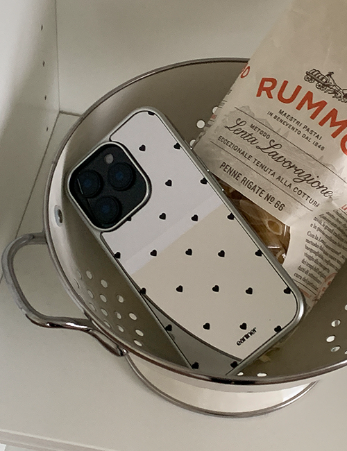 earliner - black mini heart dot mirror silver bumper case