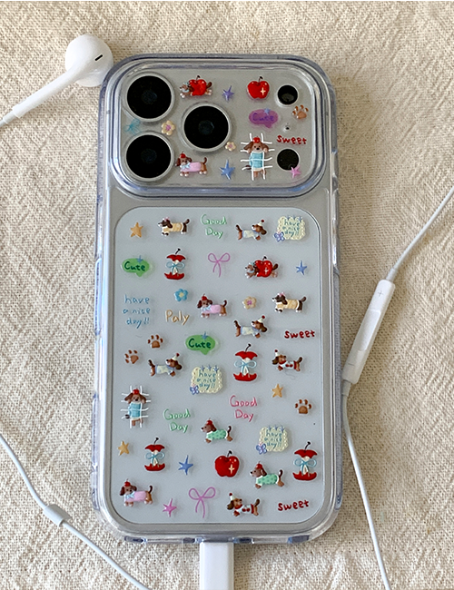 earliner - camera film sticker set apple puppy