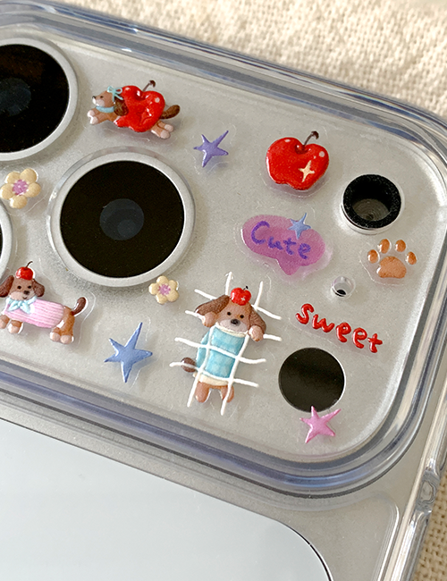 earliner - camera film sticker set apple puppy