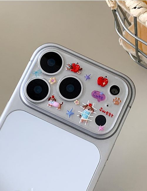 earliner - camera film sticker set apple puppy