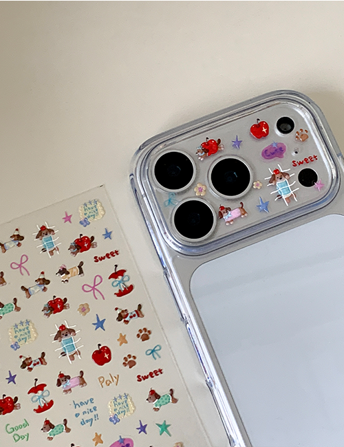 earliner - camera film sticker set apple puppy
