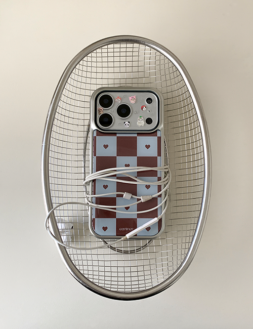 earliner -  checkboard heart brown silver bumper case