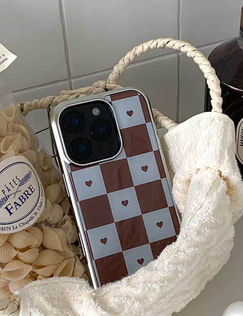 earliner -  checkboard heart brown silver bumper case