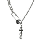 OFUSE - Pearl Drop Necklace(Cross)