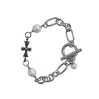 OFUSE - Pearl Drop Bracelet (Cross)