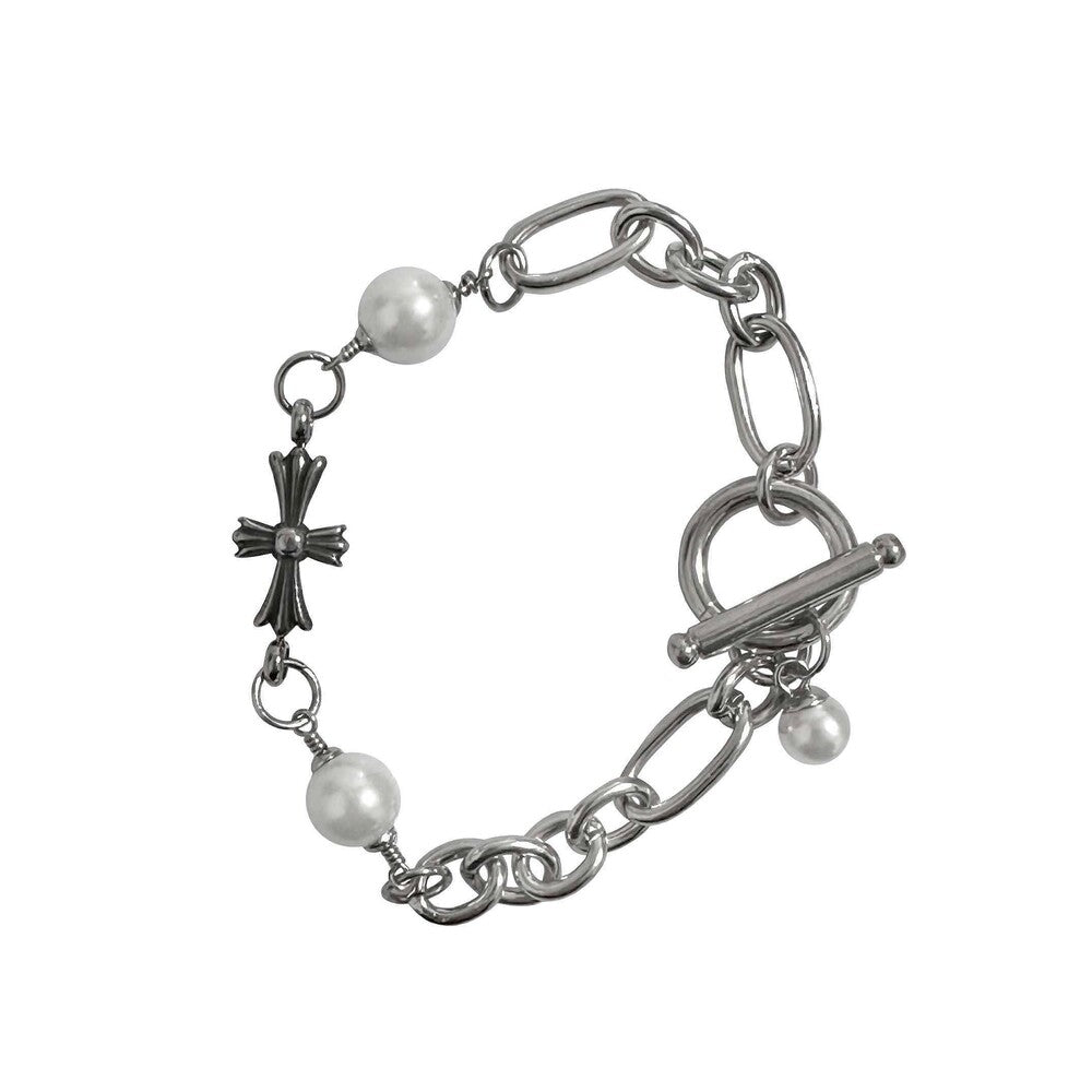 OFUSE - Pearl Drop Bracelet (Cross)